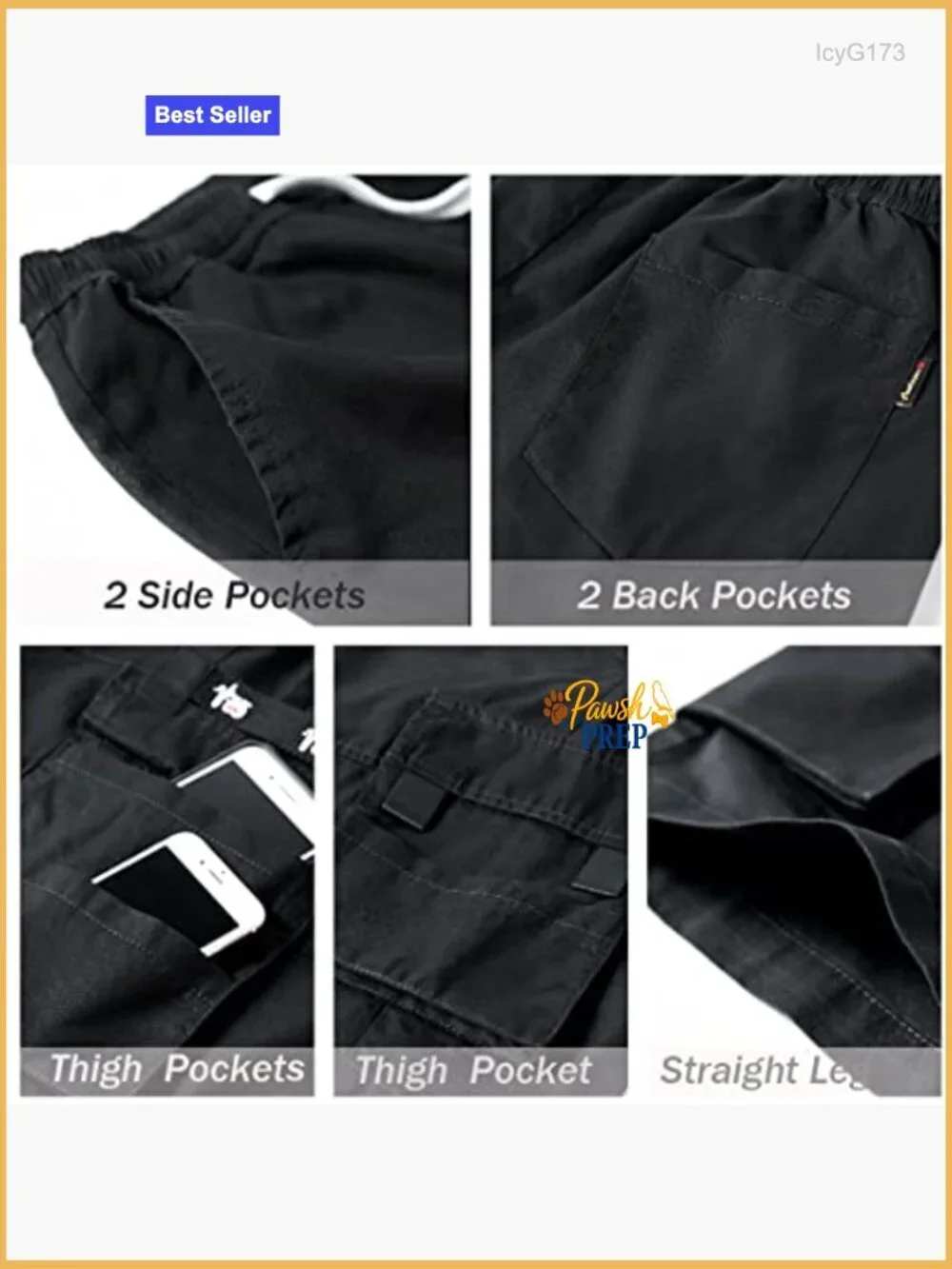 Women's Cotton Cargo Bermuda Shorts 6 Pockets Elastic Waist